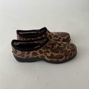 Sloggers Brown Leopard Print Clogs